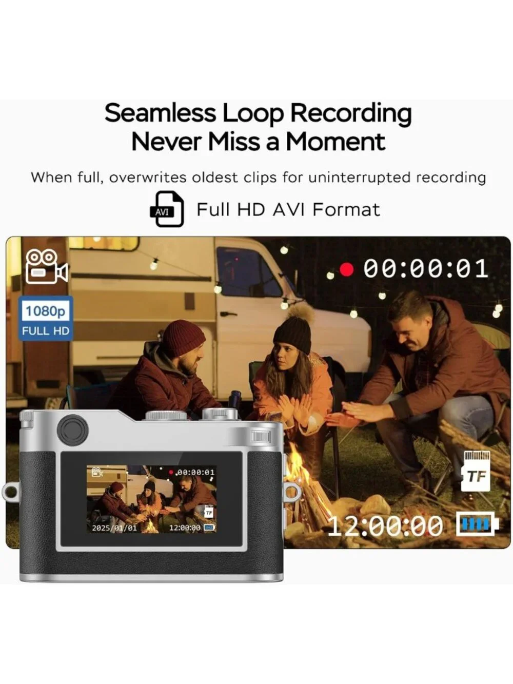 Mini 1080P HD Digital Keychain Camera with 32GB Card & OTG Adapter - Compact
